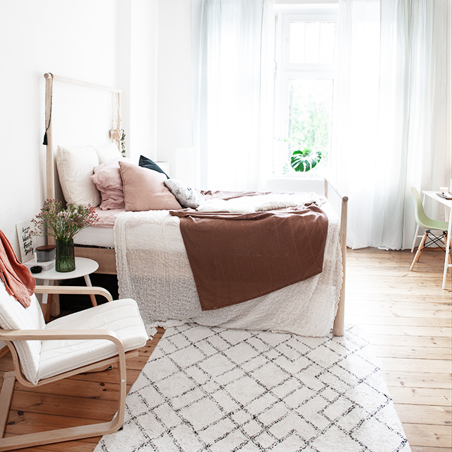 Umstyling einer Skandinavischen Einzimmerwohnung in Pastell Töne